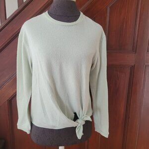 Eri + Ali Womens Light Green Textured Long Sleeve Top With Side Knot Size S